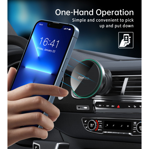 
Automobilinis laikiklis su 15 W belaidžiu įkrovimu, skirtas oro išleidimo angai - juodas
