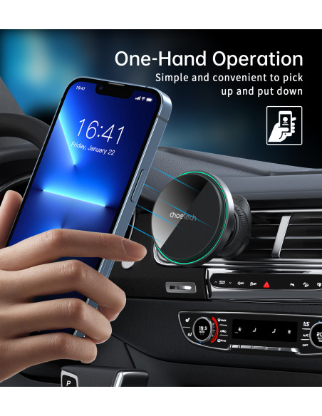 
Automobilinis laikiklis su 15 W belaidžiu įkrovimu, skirtas oro išleidimo angai - juodas
