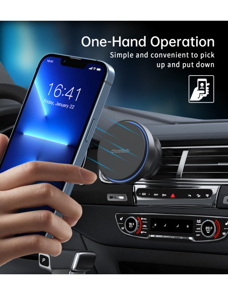 
Magnetinis laikiklis su 15 W indukciniu įkrovikliu oro išleidimo angai - juodas
