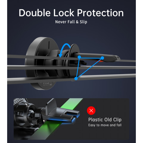 
Magnetinis laikiklis su 15 W indukciniu įkrovikliu oro išleidimo angai - juodas
