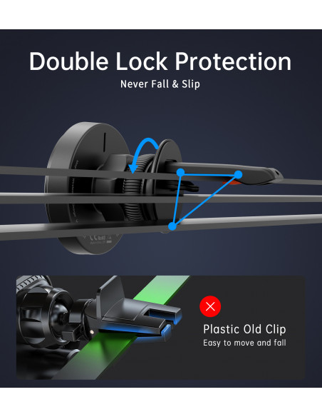 
Magnetinis laikiklis su 15 W indukciniu įkrovikliu oro išleidimo angai - juodas
