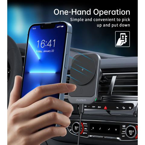 
Automobilinis laikiklis su 15 W indukciniu įkrovikliu, skirtas oro išleidimo angai – juodas
