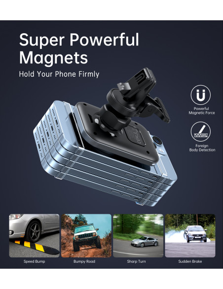 
Automobilinis laikiklis su 15 W indukciniu įkrovikliu, skirtas oro išleidimo angai – juodas
