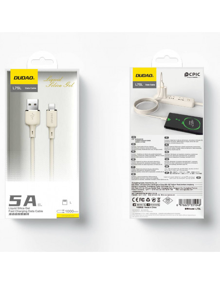 
iPhone kabelis, sustiprintas SR USB-A - Lightning 5A, 1 m, smėlio spalvos
