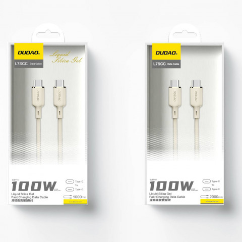 
Sustiprintas kabelis SR USB-C - USB-C 100W 1m smėlio spalvos
