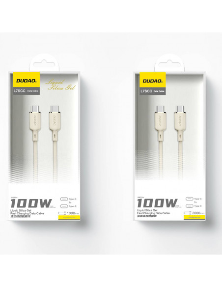 
Sustiprintas kabelis SR USB-C - USB-C 100W 1m smėlio spalvos
