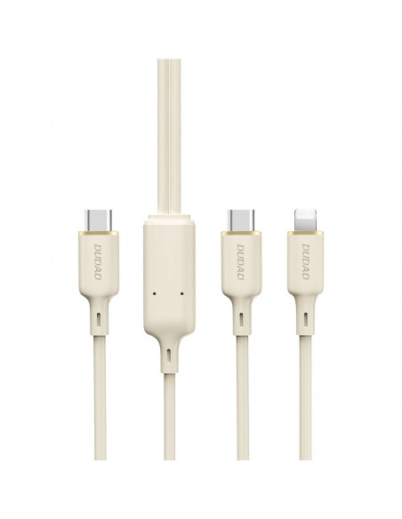 
2in1 kabelis sutvirtintas SR USB-C - USB-C / Lightning 100W 1.2m smėlio spalvos
