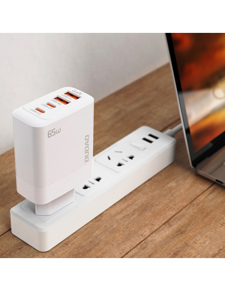 
GaN 2x USB-A / 2x USB-C PD 65W baltas sieninis įkroviklis
