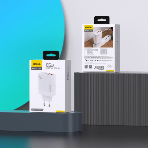 
GaN 2x USB-A / 2x USB-C PD 65W baltas sieninis įkroviklis
