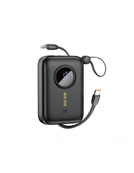 
10000mAh išorinė baterija su USB-C / Lightning laidu, juoda
