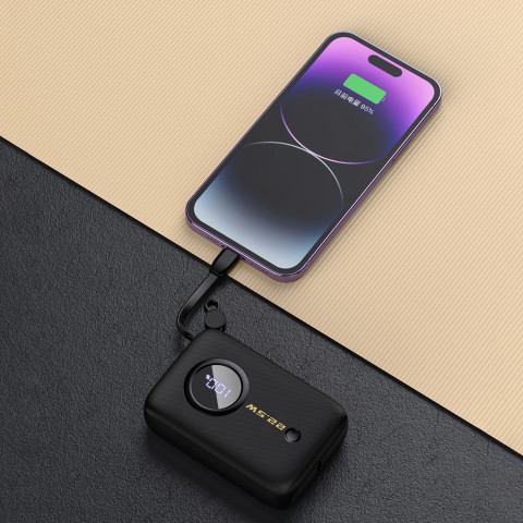 
10000mAh išorinė baterija su USB-C / Lightning laidu, juoda
