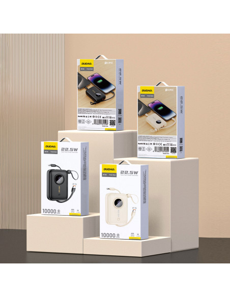 
10000mAh išorinė baterija su USB-C / Lightning laidu, juoda
