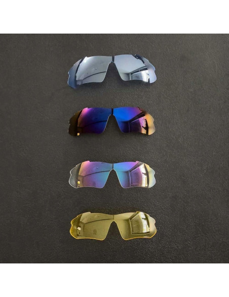 
Poliarizuoti dviračių akiniai su keičiamais spalvotais lęšiais
