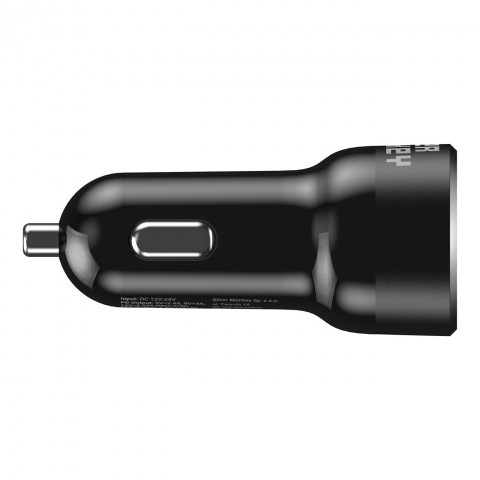 
Automobilinis įkroviklis 1xUSB-C 1xUSB-A 45W PD QC juodas
