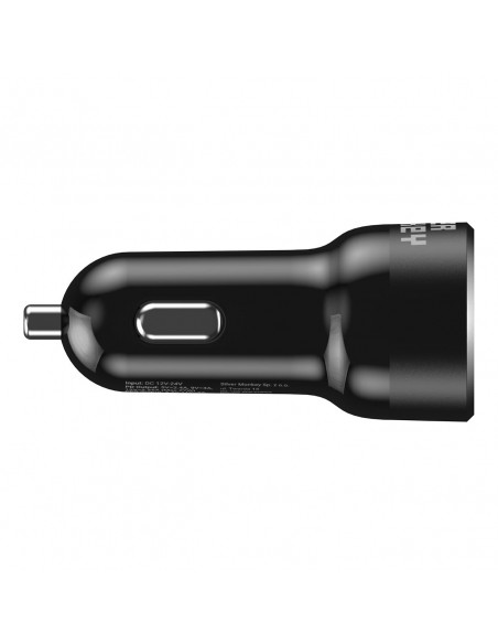 
Automobilinis įkroviklis 1xUSB-C 1xUSB-A 45W PD QC juodas
