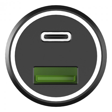 
Automobilinis įkroviklis 1xUSB-C 1xUSB-A 45W PD QC juodas
