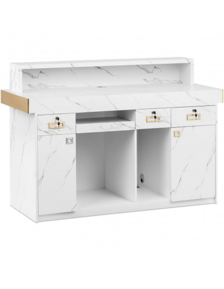 
Viešbučio biuro poilsio kambario registratūra su LED apšvietimu – marmuras
