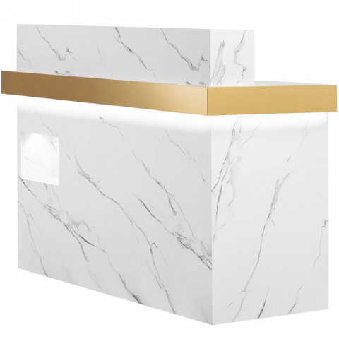 
Viešbučio biuro poilsio kambario registratūra su LED apšvietimu – marmuras
