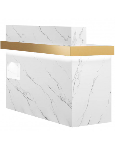 
Viešbučio biuro poilsio kambario registratūra su LED apšvietimu – marmuras
