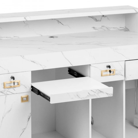 
Viešbučio biuro poilsio kambario registratūra su LED apšvietimu – marmuras
