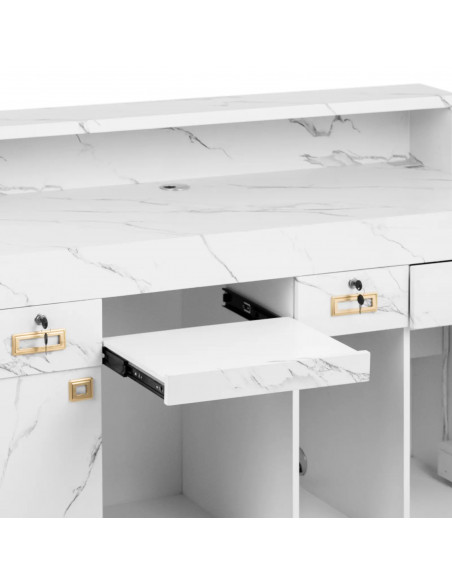 
Viešbučio biuro poilsio kambario registratūra su LED apšvietimu – marmuras
