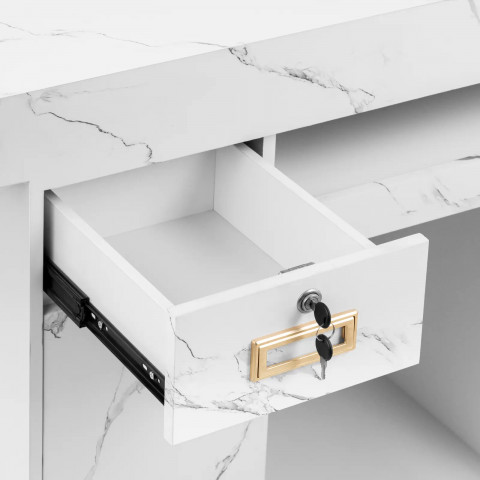 
Viešbučio biuro poilsio kambario registratūra su LED apšvietimu – marmuras
