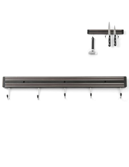 Magnetinė juostelė peiliams su kabliukais, ilgis 450 mm - Hendi 820308 Magnetinė juostelė peiliams su kabliukais, ilgis 450 mm - Hendi 820308