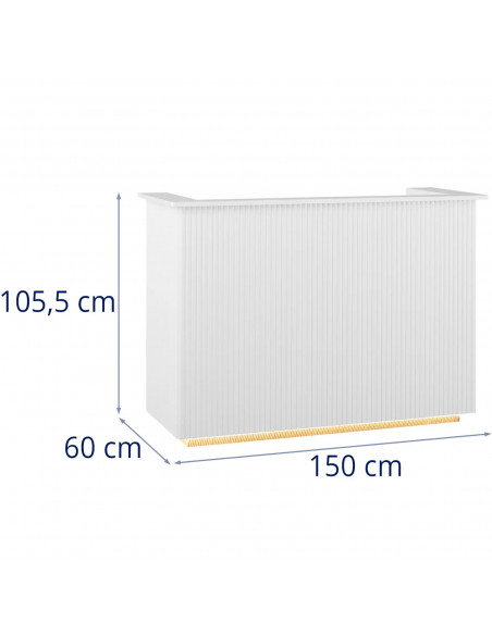 
Viešbučio poilsio kambario registratūra su apšvietimu, rakinama – balta ir auksinė
