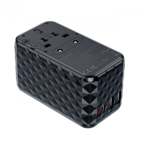 
ES / JAV / Australijos / JK kelioninio įkroviklio adapteris 2x USB-C 2x USB-A 100W - juodas
