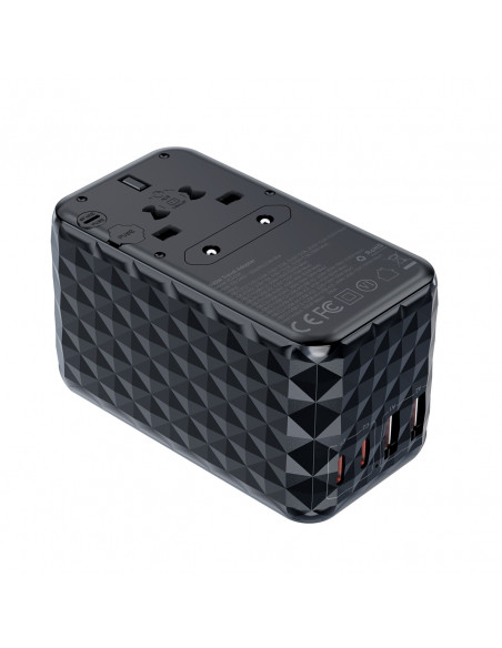 
ES / JAV / Australijos / JK kelioninio įkroviklio adapteris 2x USB-C 2x USB-A 100W - juodas
