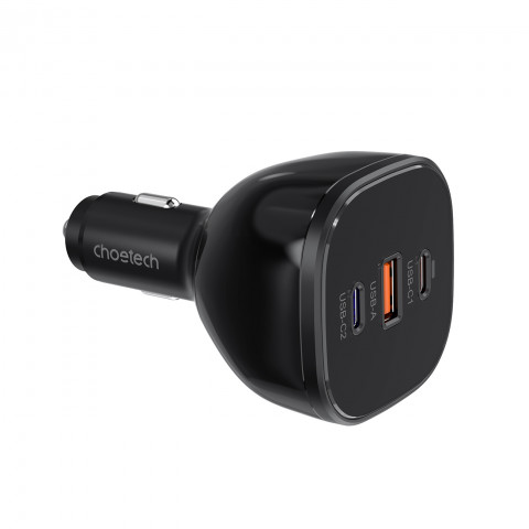 
Automobilinis įkroviklis 160W 2x USB-C PD 3.1 1x USB-A - juodas
