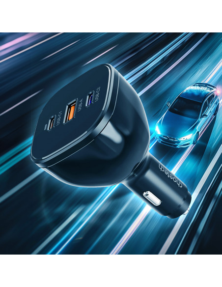 
Automobilinis įkroviklis 160W 2x USB-C PD 3.1 1x USB-A - juodas
