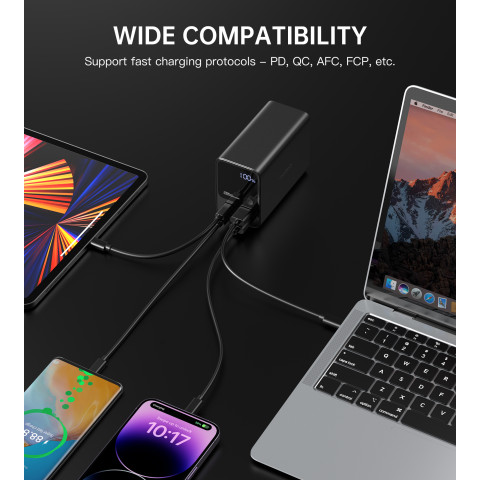 
Nešiojamoji baterija 27000 mAh, 2x USB-A, 2x USB-C, 100 W, juoda
