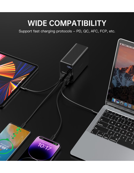 
Nešiojamoji baterija 27000 mAh, 2x USB-A, 2x USB-C, 100 W, juoda
