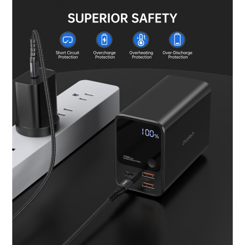 
Nešiojamoji baterija 27000 mAh, 2x USB-A, 2x USB-C, 100 W, juoda
