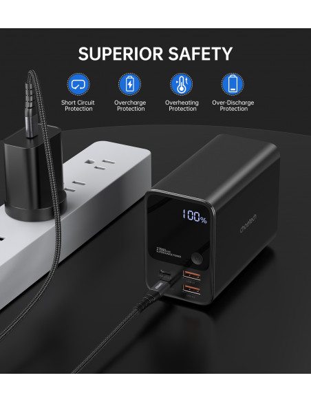 
Nešiojamoji baterija 27000 mAh, 2x USB-A, 2x USB-C, 100 W, juoda
