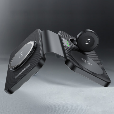 
3in1 indukcinis įkroviklis Apple ir Samsung telefonams + stovo funkcija - juodas
