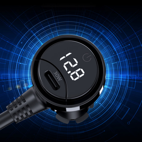 
Automobilinis įkroviklis + 3 cigarečių degiklio lizdai, 2 USB-C PD, 1 USB-A QC - juodi
