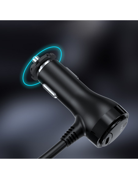 
Automobilinis įkroviklis + 3 cigarečių degiklio lizdai, 2 USB-C PD, 1 USB-A QC - juodi
