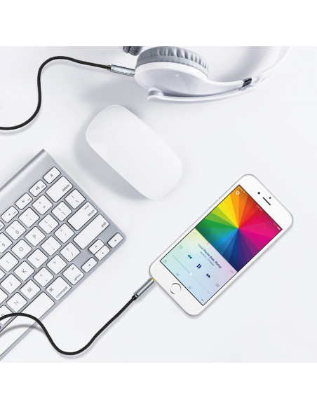 
AUX garso kabelis garsiakalbiui, 2x mini lizdas, 3,5 mm kištukas, 1,2 m - juodas
