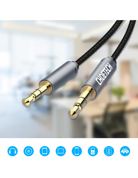 
AUX garso kabelis garsiakalbiui, 2x mini lizdas, 3,5 mm kištukas, 1,2 m - juodas
