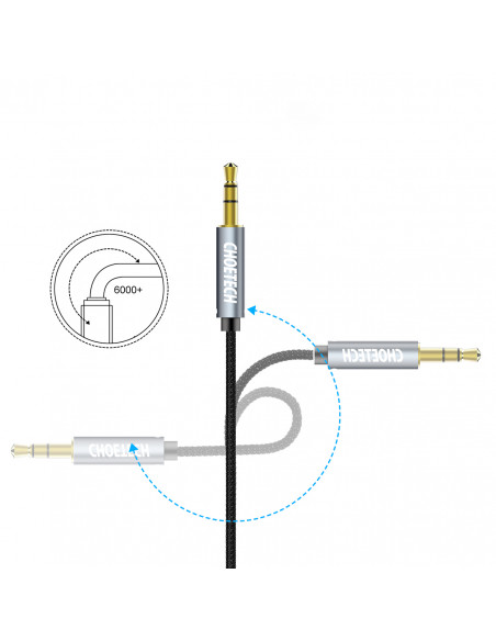 
AUX garso kabelis garsiakalbiui, 2x mini lizdas, 3,5 mm kištukas, 1,2 m - juodas
