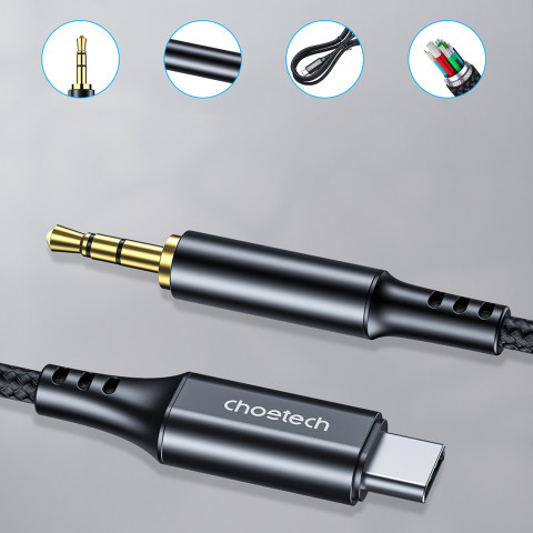 
AUX garso kabelis USB-C - mini lizdas 3,5 mm 1 m - juodas
