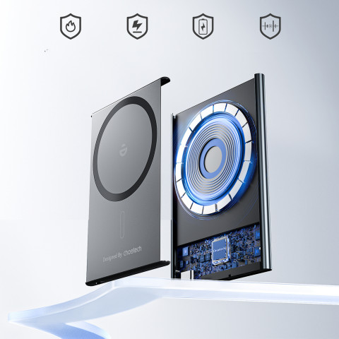 
Indukcinė išorinė baterija 2000mAh itin plona 5W „MagSafe Qi“ – juoda
