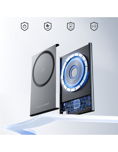 
Indukcinė išorinė baterija 2000mAh itin plona 5W „MagSafe Qi“ – juoda
