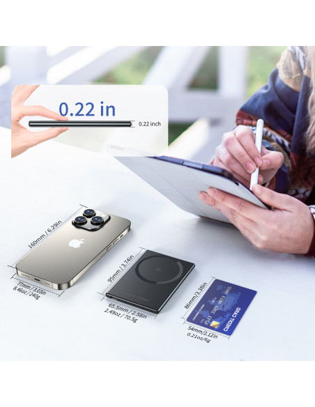 
Indukcinė išorinė baterija 2000mAh itin plona 5W „MagSafe Qi“ – juoda
