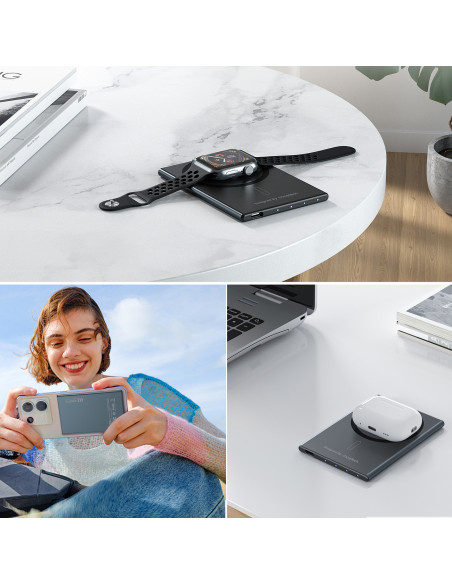 
Indukcinė išorinė baterija 2000mAh itin plona 5W „MagSafe Qi“ – juoda
