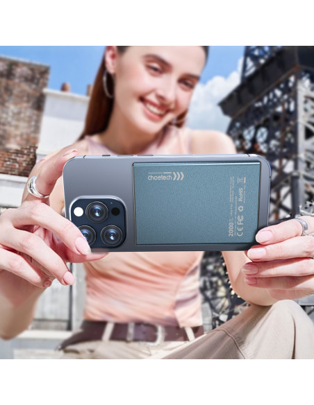 
Indukcinė išorinė baterija 2000mAh itin plona 5W „MagSafe Qi“ – juoda
