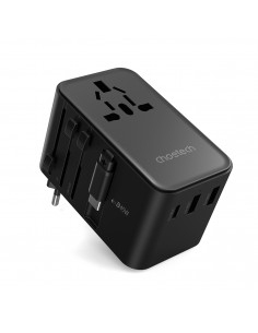 
45 W ES/ JAV/ Australijos/ JK kelioninis įkroviklis su integruotu USB-C laidu – juodas
