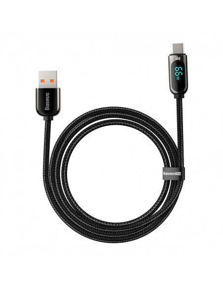 
Ekrano greito įkrovimo duomenų kabelis USB-A - USB-C 66W 1m - juodas
